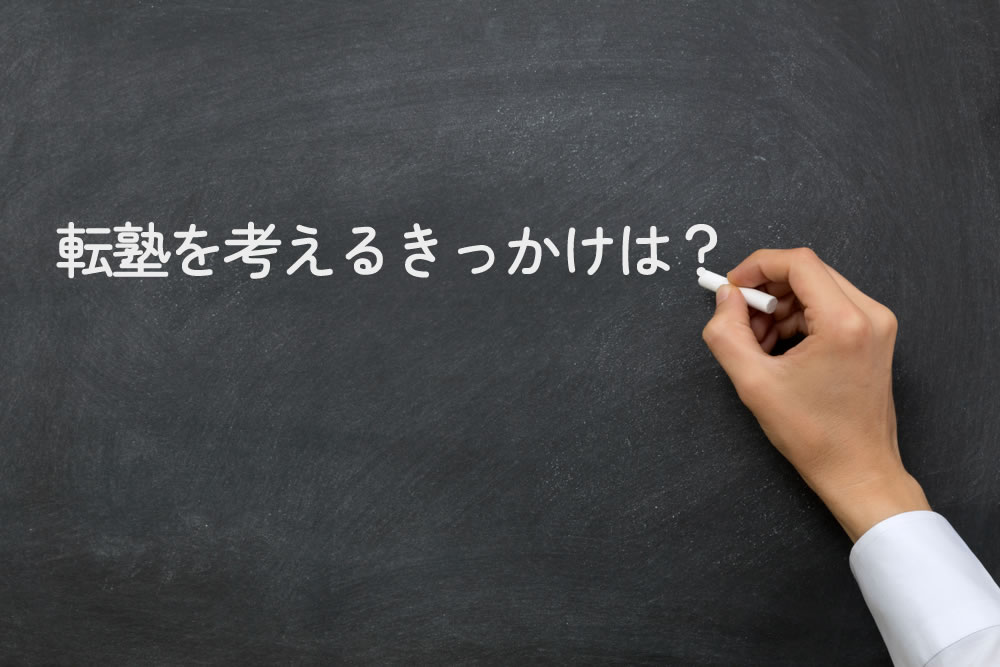 転塾を考えるきっかけはと黒板に書いているところ